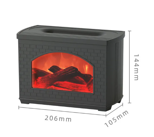 Lumora flame-effect diffuser glowing in a cozy room