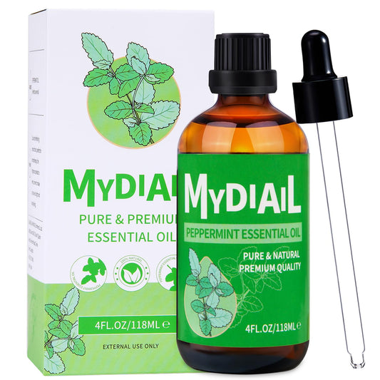 MYDIAIL Peppermint Essential Oil 4OZ Peppermint Oil for Diffuser DIY & Home Cleaning Massage Aromatherapy - 118ml